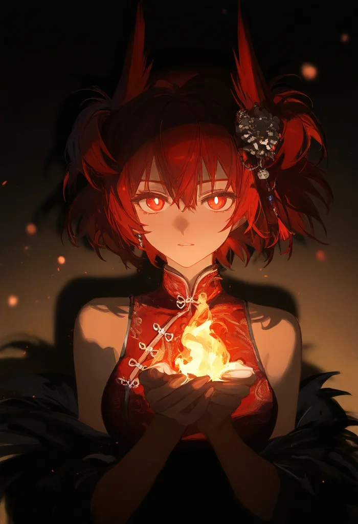 My Flame - Anime art, Anime, Arknights, Fiammetta, Neural network art