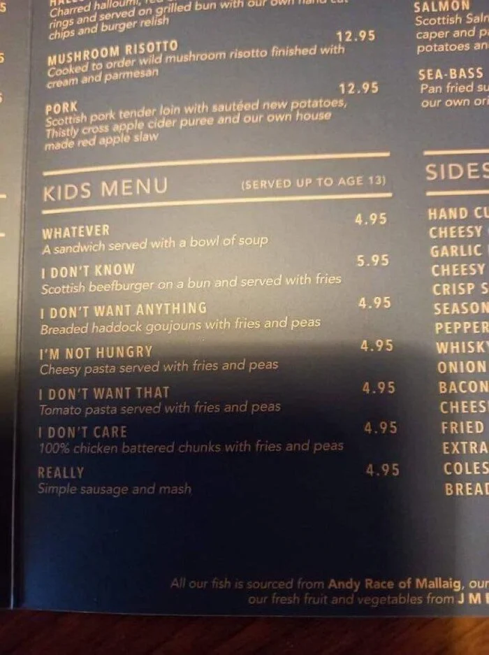 Children's menu - Humor, Menu, Translation, Picture with text, Memes, Telegram (link)