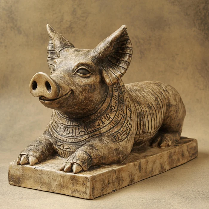 Piggy - My, Humor, Neural network art, Нейронные сети, Wordplay, Pun, Midjourney, Absurd, Sphinx, Egypt, Pig, Strange humor, Images