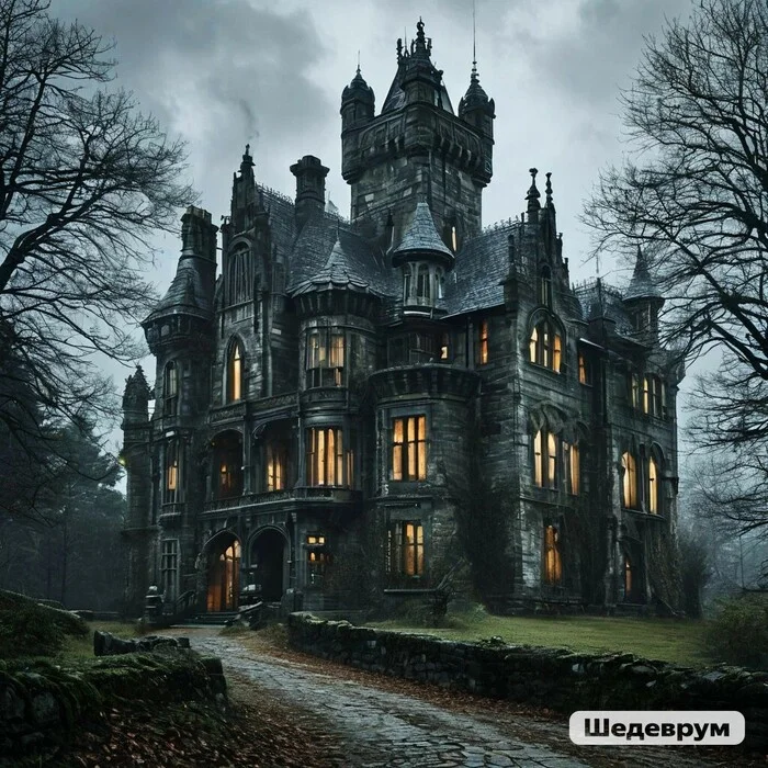 Haunted Castle - My, House with the ghosts, Fearfully, Neural network art