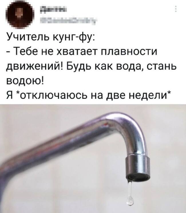 Что будет если быть как вода... - Кунг-Фу, Скриншот, Вода, Юмор, Twitter, Зашакалено