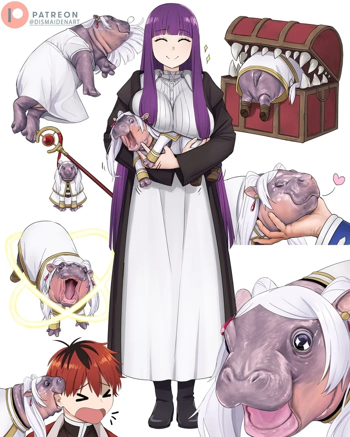 Need to get a hippo - Anime, Anime art, Fern, Frieren, Stark (Sousou no Frieren), Sousou no Frieren