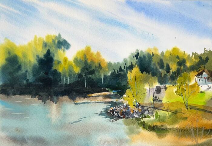 Watercolor. Plein air in Karelia - My, Watercolor, Landscape, Meeting, Painting, Graphics, Longpost