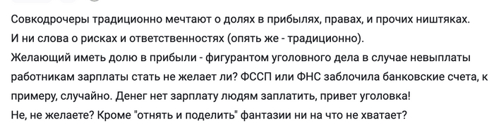 О страшных рисках капиталистов, которые им право дают