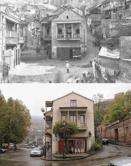 Tiflis. Botanical Street in 1916 and 2016 - The photo, Black and white photo, Tbilisi, Georgia, Street photography, 1916, 2016