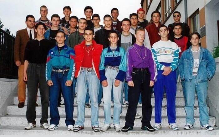 Vocational school graduates, mid-90s. Future workers, turners. They tucked their jackets into their pants - The photo, 90th, Ptu, Childhood of the 90s, Russia