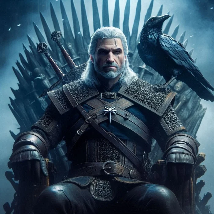 Geralt, the first of his name, Demon Slayer, Seducer of Maidens and Drinker of Elixirs - VKontakte (link), Game of Thrones, Witcher, Geralt of Rivia, Iron throne, Crow