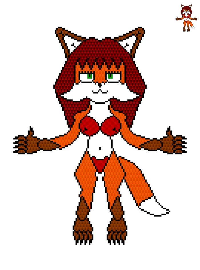 Fox Marusya v01 - My, Pixel Art, Furry art, Art, Original character, Girls, Furry, Anthro, Furry fox, Fox