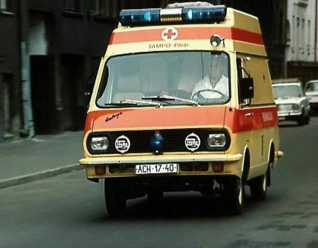 In different parts of the country one could see ambulances like these, manufactured at the Riga Bus Factory - Auto, Ambulance, Past, Nostalgia