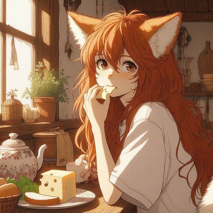       !  , , Anime Art,  , , , , Animal Ears, , , , , Ginger & White, Original Character, 