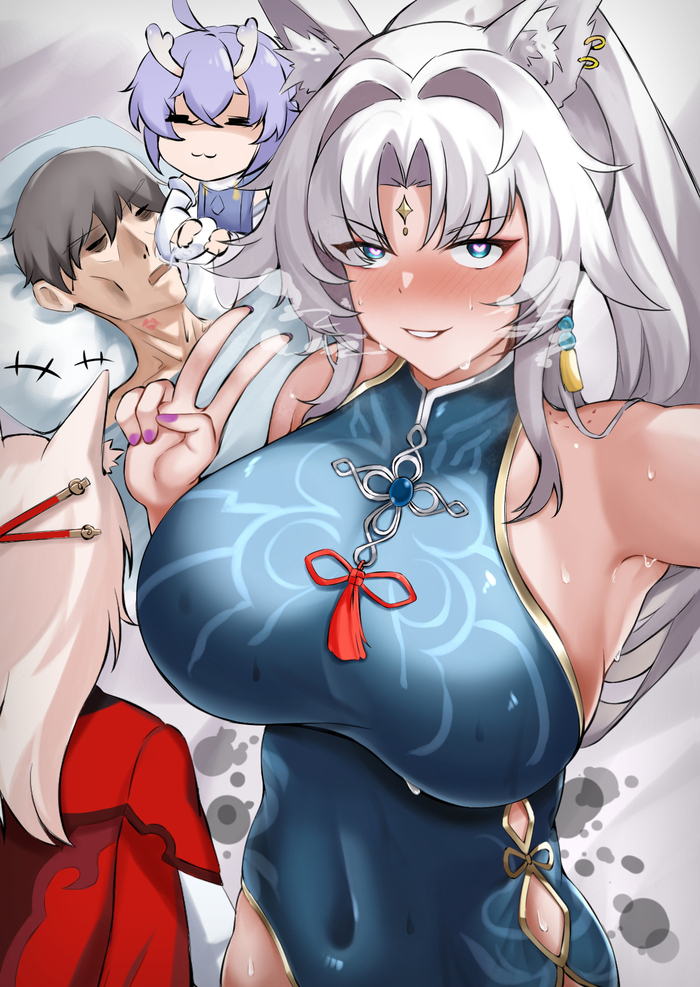 , ,  ! , Anime Art, Feixiao (Honkai: Star Rail), Caelus (Honkai: Star Rail), Bailu (Honkai: Star Rail), Honkai: Star Rail, Animal Ears