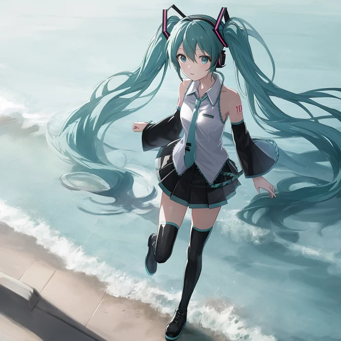 Friday Masha - My, Anime, Anime art, Stable diffusion, Hatsune Miku, Colorful hair