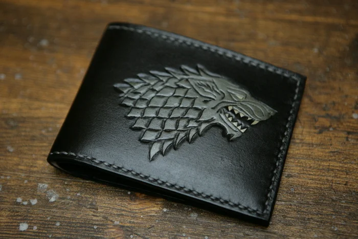 A good old wallet with the crest of House Stark - My, Needlework without process, Embossing on leather, PLIO, Game of Thrones, Starkey, Fantasy, Longpost