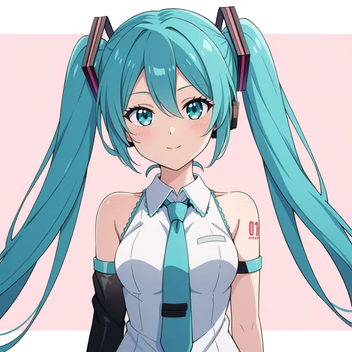 Friday Miku - My, Anime, Anime art, Stable diffusion, Hatsune Miku, Colorful hair, Longpost, Ears on the crown, Girls, Milota