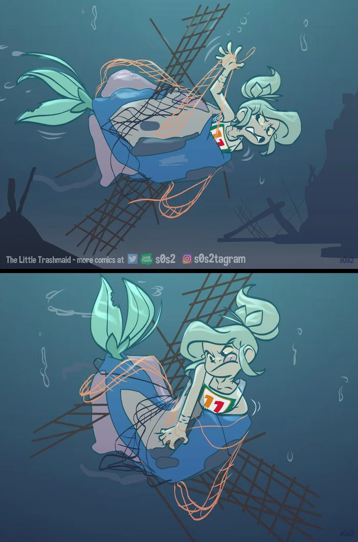 Stuck - Comics, S0s2, The Little Trashmaid, Mermaid, Longpost, Reply to post