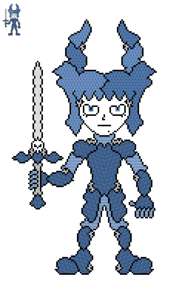 Knight Igor v01 - Моё, Pixel Art, Арт, Original Character, Мужчины, Близнецы, Брат, Кукла, Марионетки, Демон, Рыцари