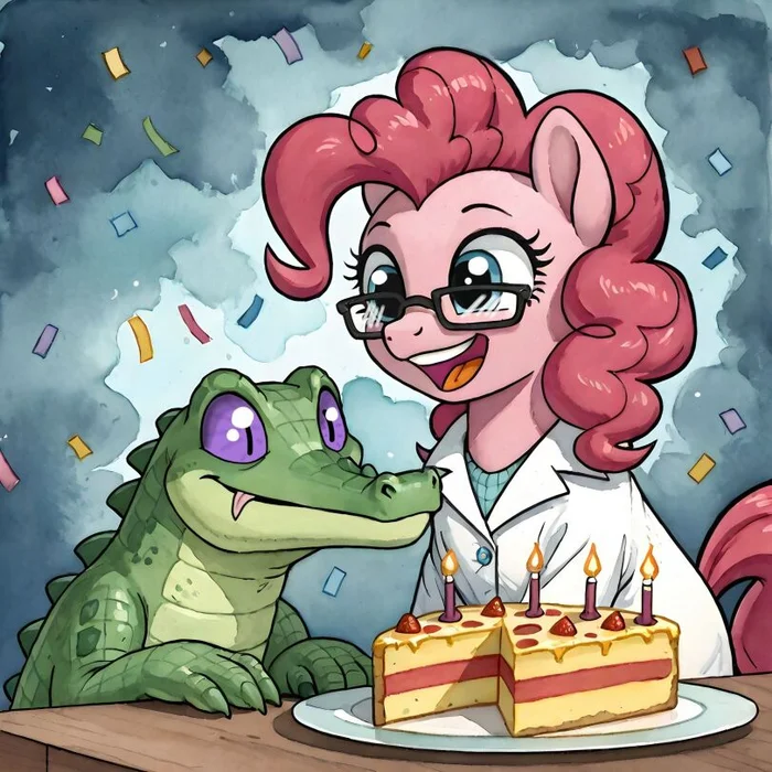 Who is the best crocodile here? - My little pony, Neural network art, Pinkie pie, gummy, PonyArt