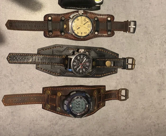 Continuation of the post Bracelet with a lid - My, Leather, Watch strap, Anti-reflective coating, Needlework without process, Natural leather, Reply to post