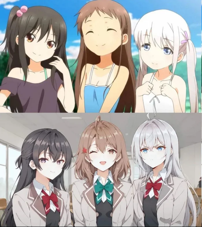 The girls have grown up - Anime, Anime memes, Picture with text, Tokidoki Bosotto Russia-go de Dereru Tonari no Aly, Suou Yuki, Maria Mikhailovna Kujou, Alisa Mikhailovna Kujou, Loli, Repeat, Shoujo ramune