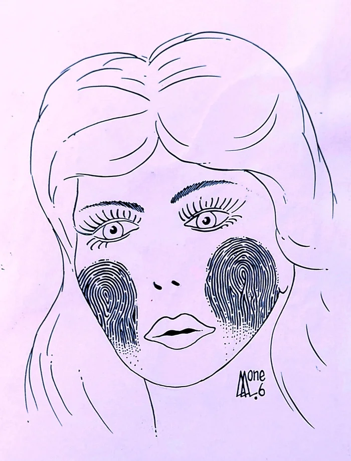 Blush - My, Blush, Seal, Girls, Reflection, Art, Drawing, Sarcasm, Humor, Imprint, Caricature, Face, No face, Sight, Eyes, Artist, Crime, Person, Fate