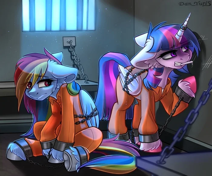 They are serving their sentence - My little pony, Art, Twilight sparkle, Rainbow dash