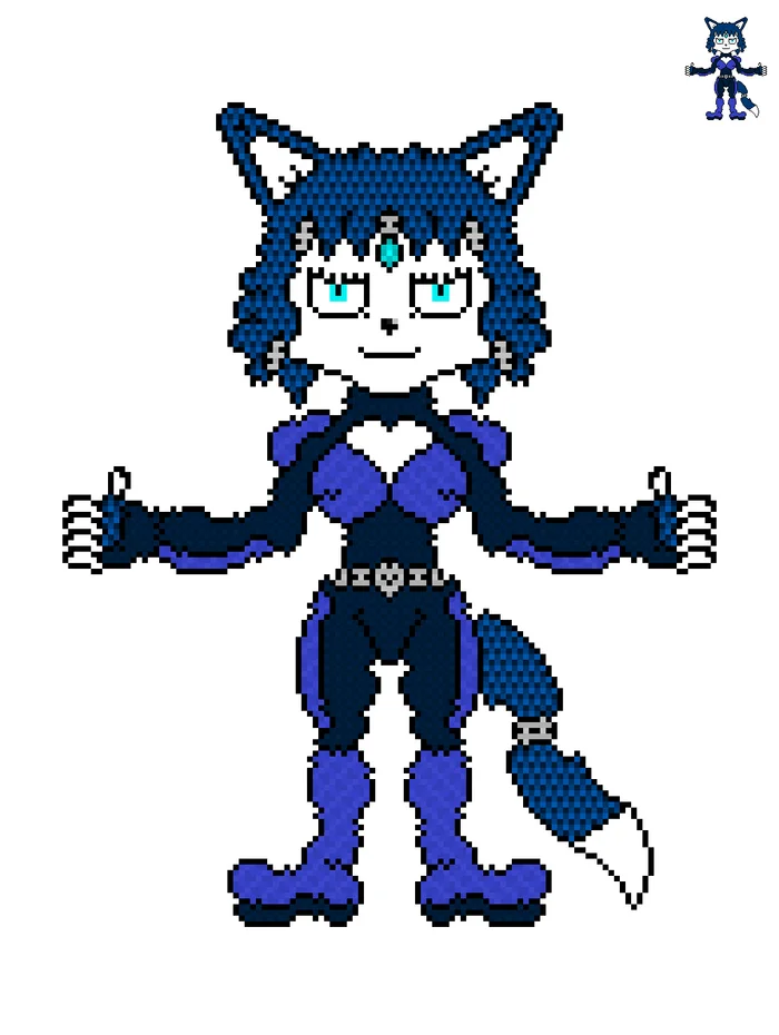 Blue Fox Krystal (Fan-Art v02) - My, Pixel Art, Furry art, Art, Girls, Furry, Anthro, Furry fox, Fox, Star fox, Krystal