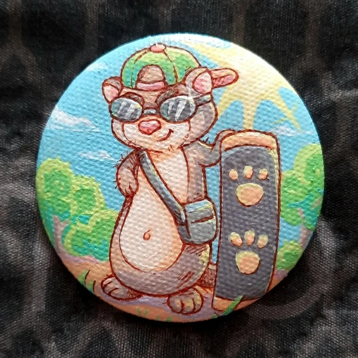 And also acrylic badges - My, Creation, Acrylic, Hamster, Art, Ferret, cat, Icon, Painting, Longpost