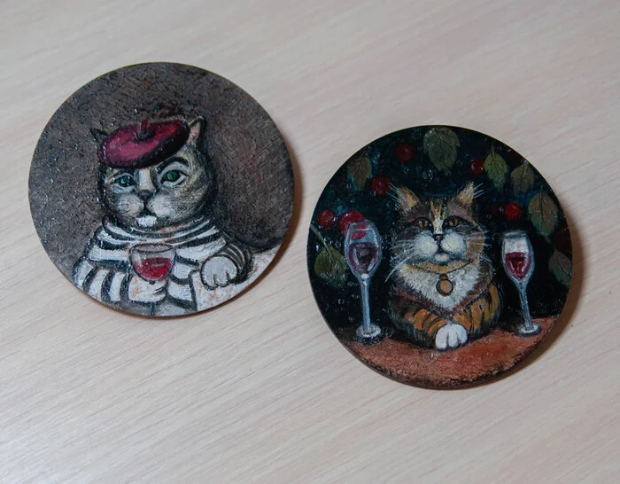 Magnets with alcoholic mood - My, Decor, Alcohol, Canvas, Author's painting, Acrylic, Paints, Funny animals, Animalistics, Painting, Miniature, Handmade, Cat lovers, Longpost