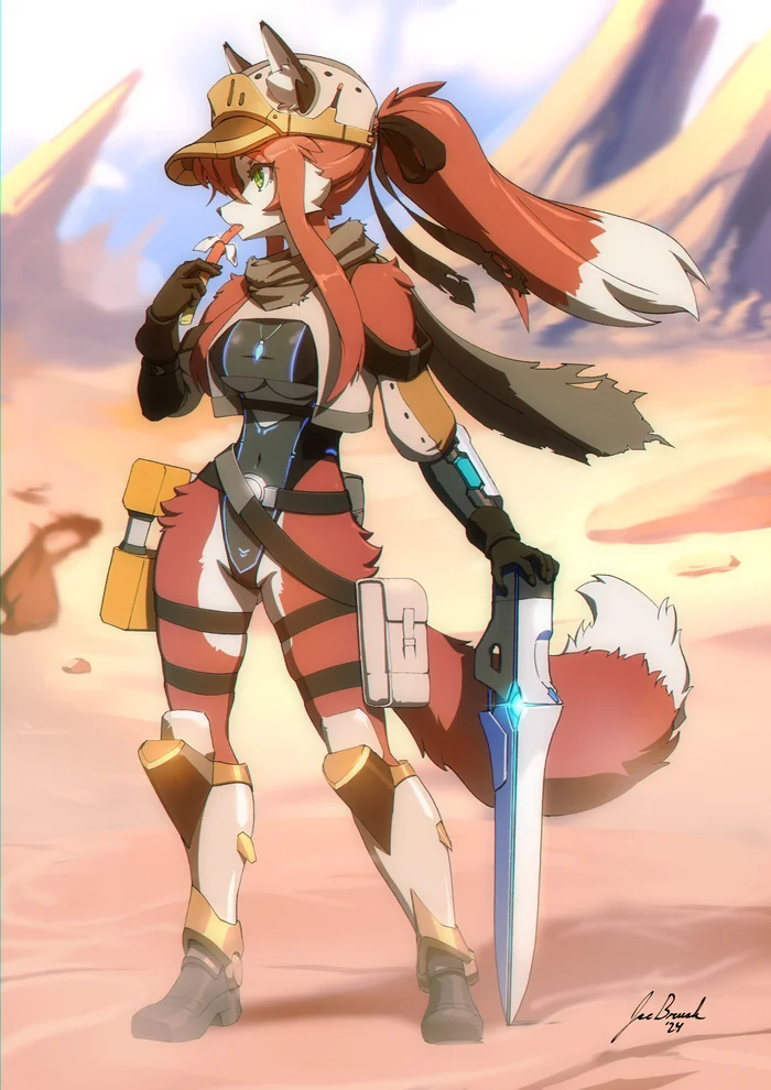 Nora - Furry, Anthro, Art, Furry fox, Jecbrush