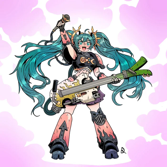 Chaos Miku - Warhammer 40k, Hatsune Miku, Wh Art, Noise marine, Слаанеш