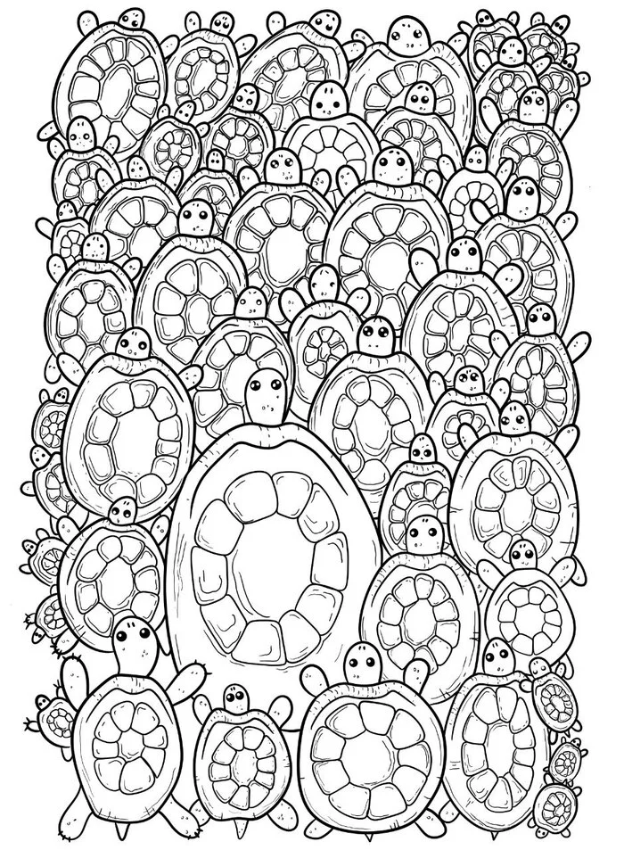 Coloring Page Turtles - My, Images, For children, Coloring, Milota