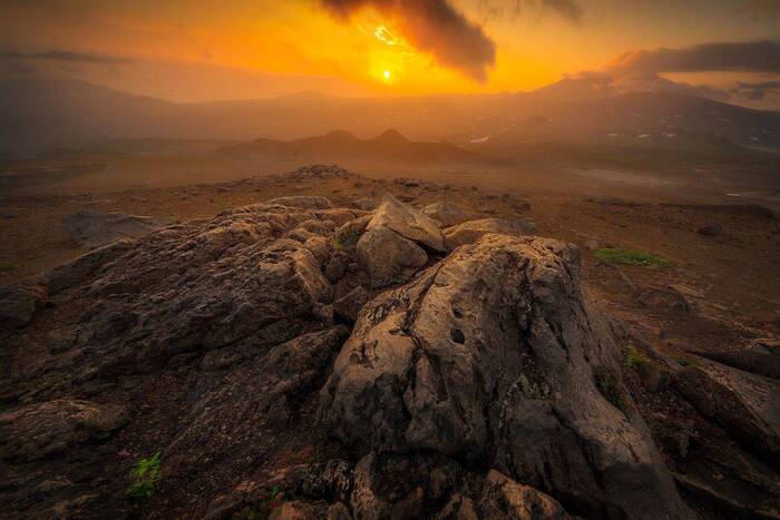 Sunset with a view of Gorely volcano - My, The photo, Sunset, Kamchatka, Gorely Volcano