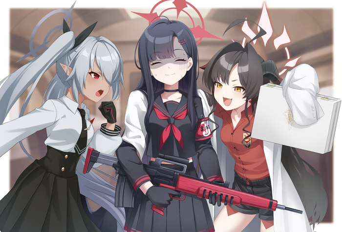 : 100__________________________________3_2_1... Anime Art, , , , Blue Archive, Shiromi Iori, Ichika (Blue Archive), Kasumi (Blue Archive),   , 