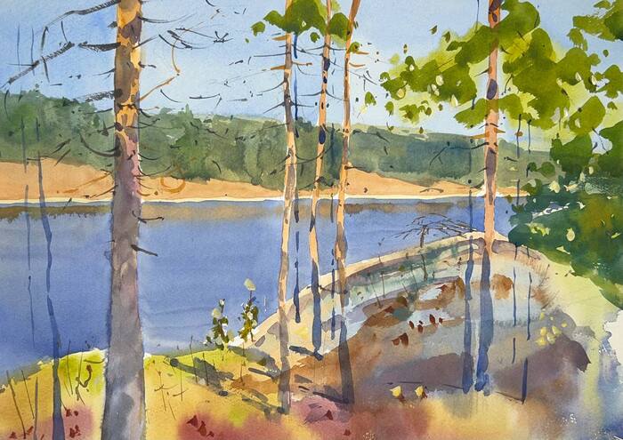 Watercolor. Plein air in Karelia - My, Painting, Graphics, Watercolor, Landscape, Art