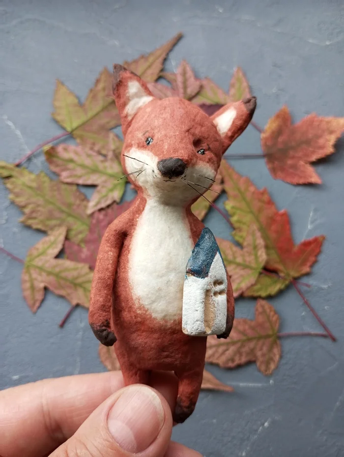 Cotton fox - My, Presents, Author's toy, Christmas decorations, Cotton wool