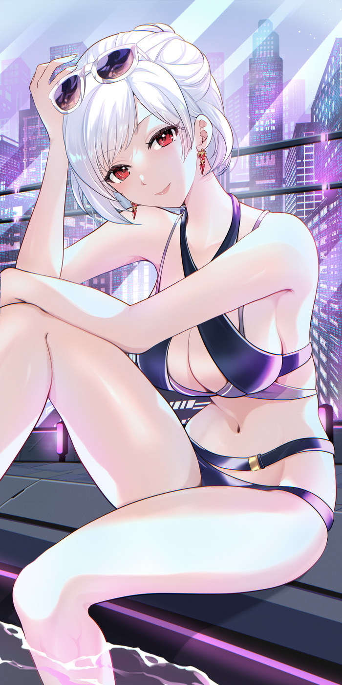 At Solution Nine's night pool