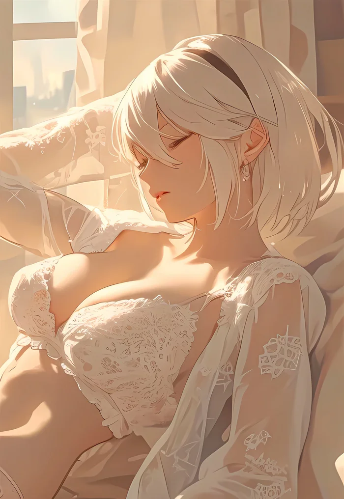 Tender morning - Anime art, Girls, Morning, Neural network art