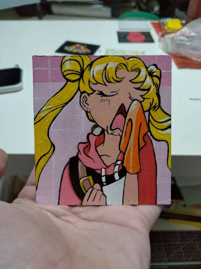 Magnet 57 - My, Painting, Needlework, Acrylic, Crafts, Magnets, Sailor Moon, Anime, Needlework without process