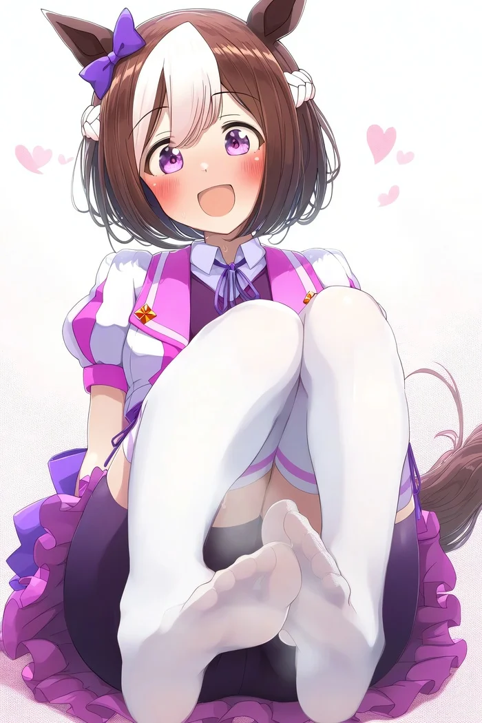 Second pony - Anime, Anime art, Uma musume pretty derby, Special Week, Tights, Stockings, Foot fetish, Neural network art