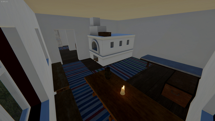 Интерьер дома в старой версии без запечённого освещения.