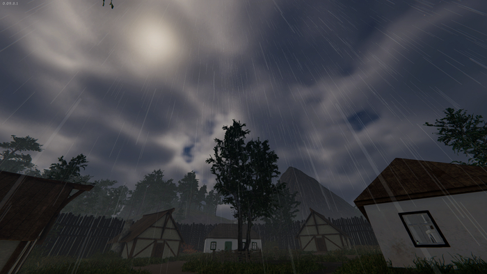 Объёмные облака до (во время дождя).