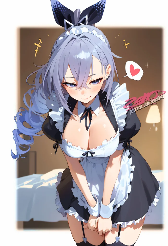 Wolf - Honkai: Star Rail, Silver Wolf (Honkai: Star Rail), Art, Girls, Games, Anime art, Anime, Neural network art, Housemaid, Stockings, Longpost