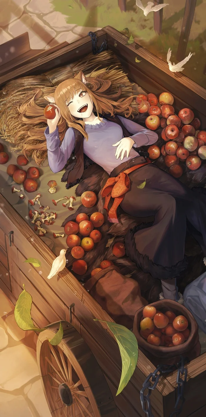 Холо в яблоках - Аниме, Anime Art, Spice and wolf, Holo