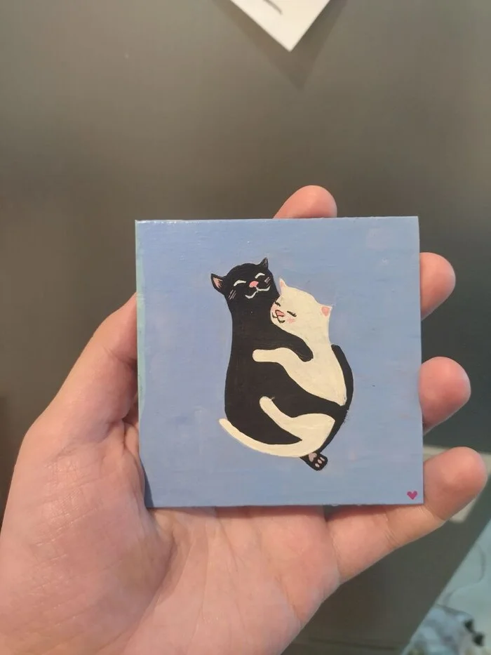 Magnet 61 - My, Painting, Needlework, Acrylic, Crafts, Magnets, cat, Needlework without process