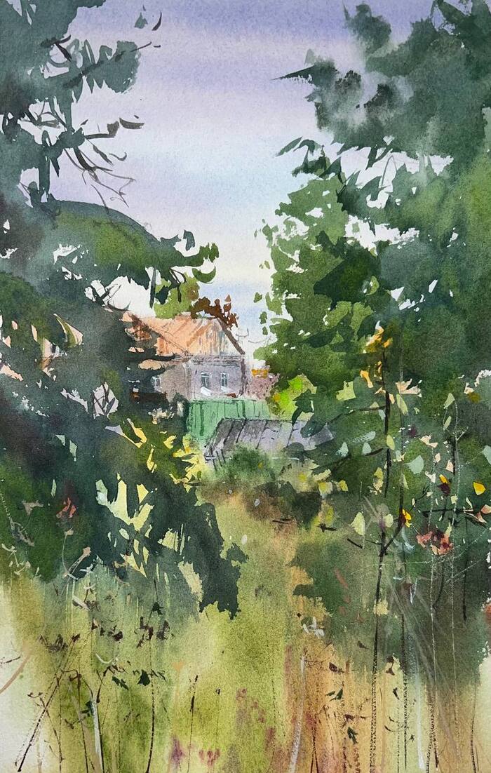 Watercolor. Plein air in Karelia - My, Painting, Graphics, Watercolor, Landscape, Art