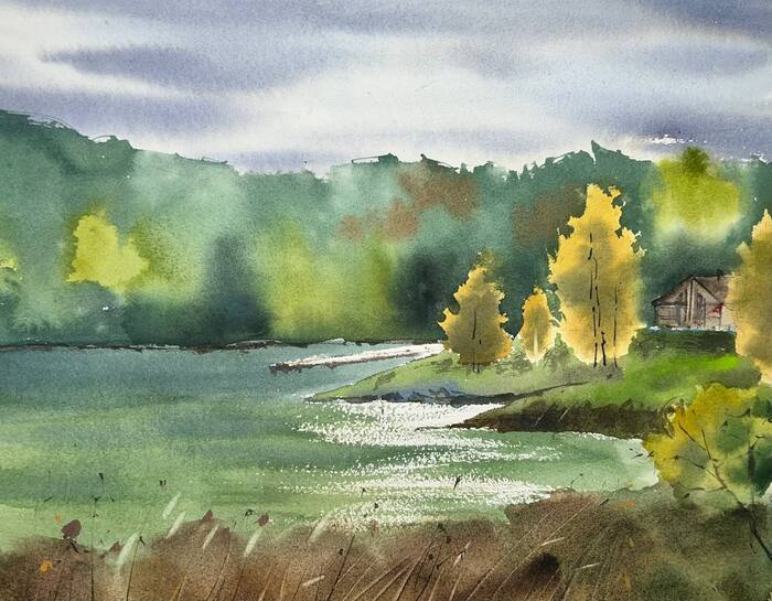 Watercolor. Plein air in Karelia - My, Watercolor, Landscape, Painting, Graphics, Art