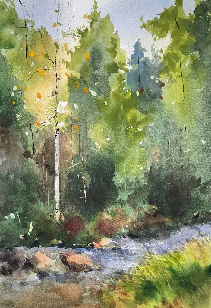 Watercolor. Plein air in Karelia - My, Painting, Graphics, Watercolor, Landscape, Art