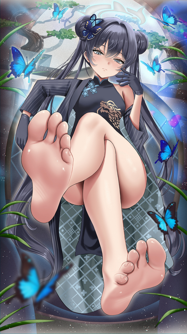 Hello, people of high culture - NSFW, Anime, Anime art, Booty, Foot fetish, Blue archive, Kisaki