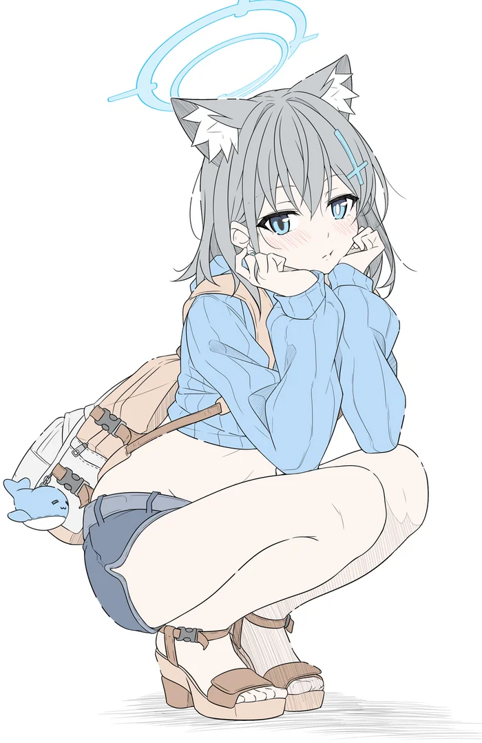 Shiroko - Anime Art, Аниме, Blue archive, Sunaookami Shiroko, T1kosewad, Animal Ears