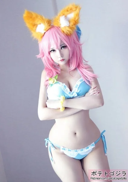 Not many furries in your feed - Furry, Swimsuit, Underwear, Cosplay, Ears, Tail, Bra, NSFW